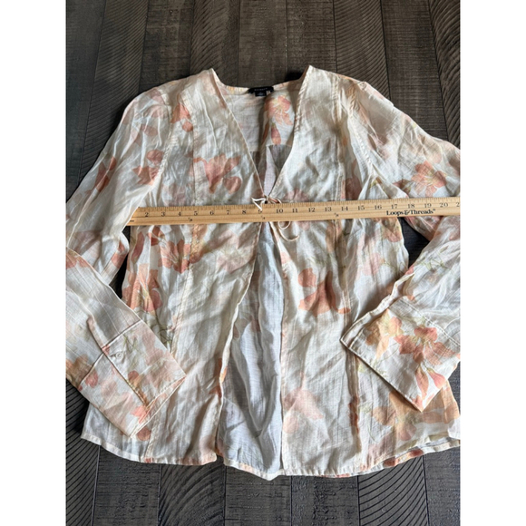 Halogen Sheer Floral Blouse Tie Front Long Sleeve Top Women’s Size M NWT - Picture 8 of 8